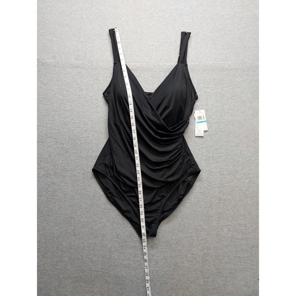 Jantzen Women Swimsuits 16 Black V Neck Pull On Stretched Comfort Beach Wear - Picture 6 of 16